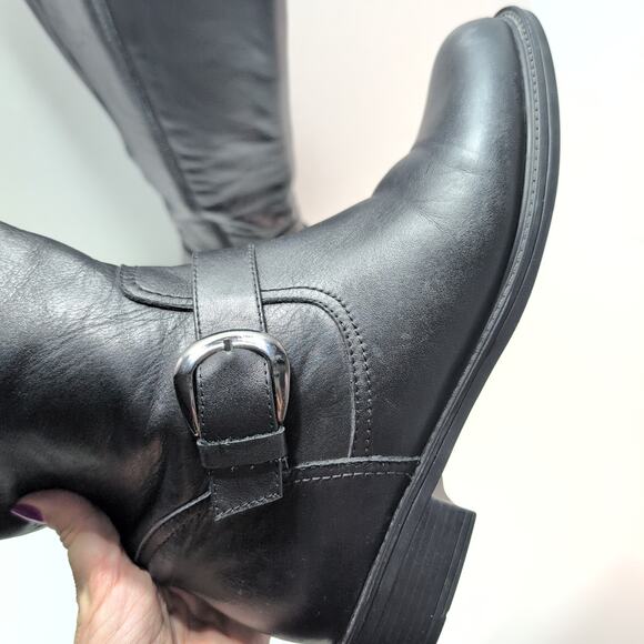 David Tate Branson Extra Wide Calf BlackLeather Riding Boots Women's 10M Stretch - Picture 3 of 9
